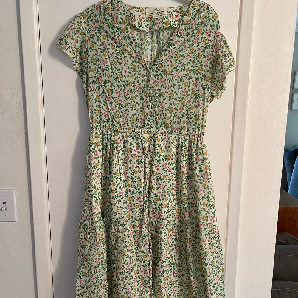 Trovata Floral Casual Dress in Green and Pink